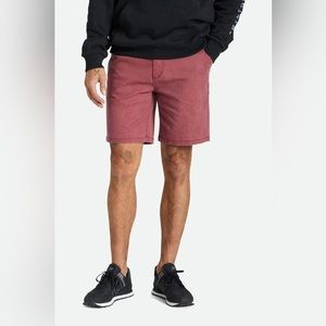 NWT Brixton Mens Choice Chino Short 9" - Island Berry Vintage Wash | Size 28